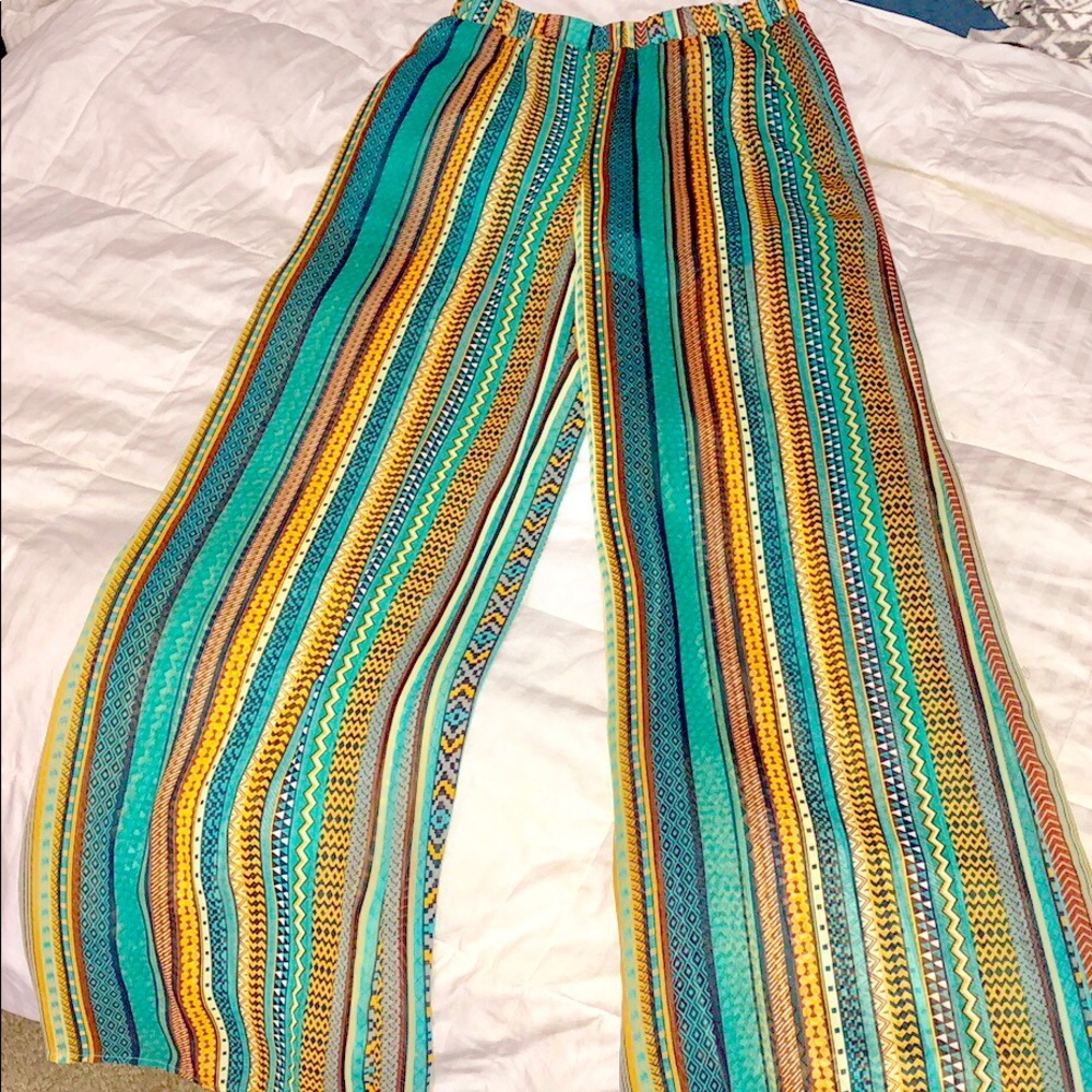 ‘umgee’ wide-leg, semi-sheer pants (small)